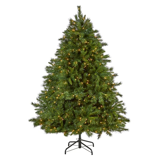 7ft. Pre-Lit Wyoming Mixed Pine Artificial Christmas Tree, Clear LED Lights